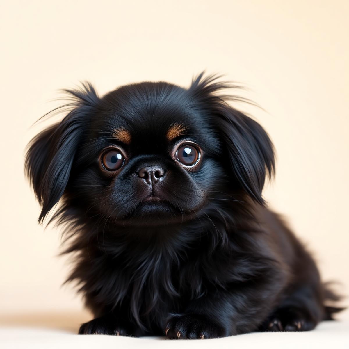Mojonete, un pequinés negro con ojos grandes